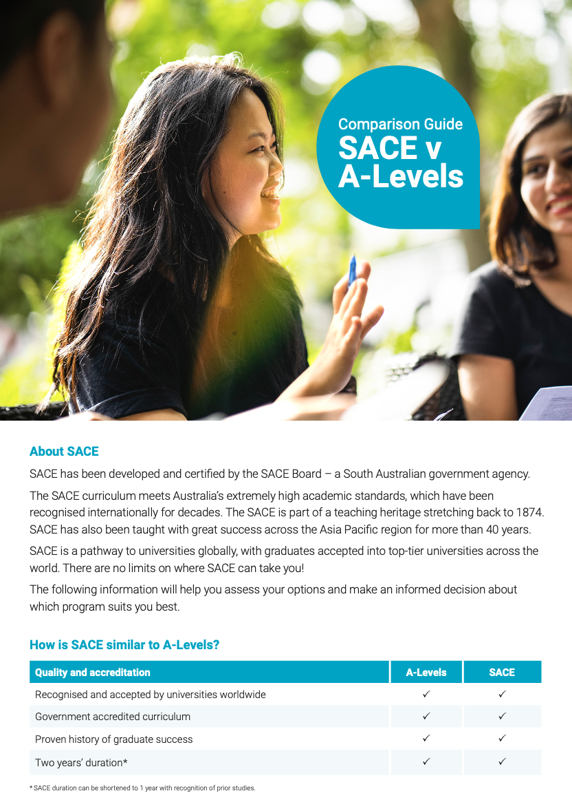 Comparison Guide SACE v A-Levels